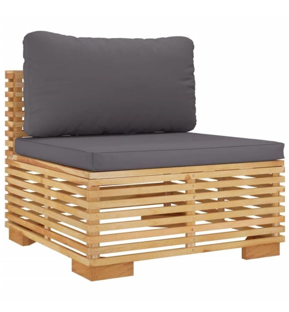 Salon de jardin 9 pcs avec coussins Bois de teck solide