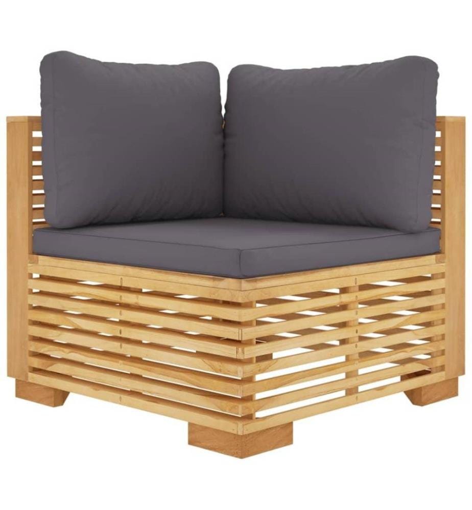 Salon de jardin 9 pcs avec coussins Bois de teck solide