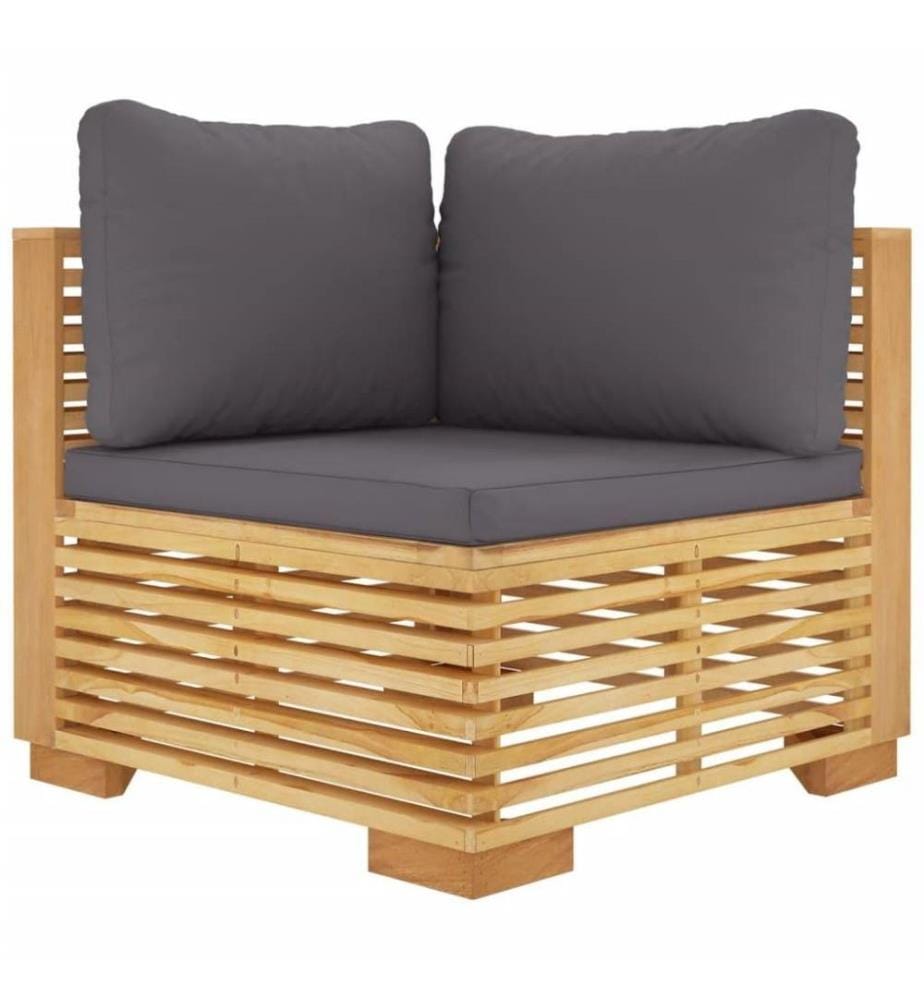 Salon de jardin 6 pcs avec coussins Bois de teck solide