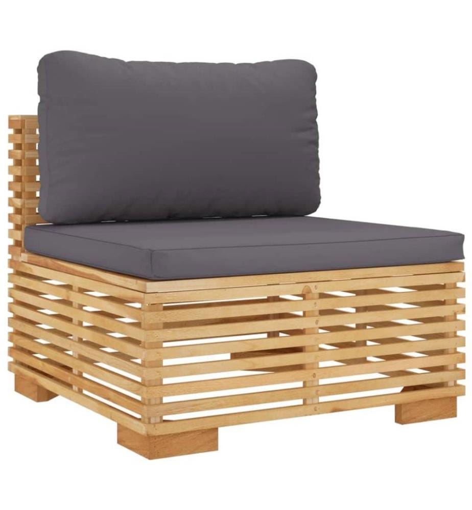 Salon de jardin 3 pcs avec coussins Bois de teck solide