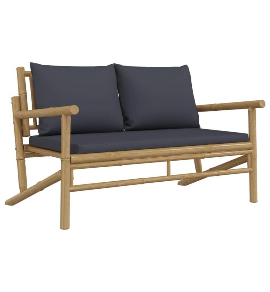 5-tlg. Garten-Lounge-Set mit Dunkelgrauen Kissen Bambus