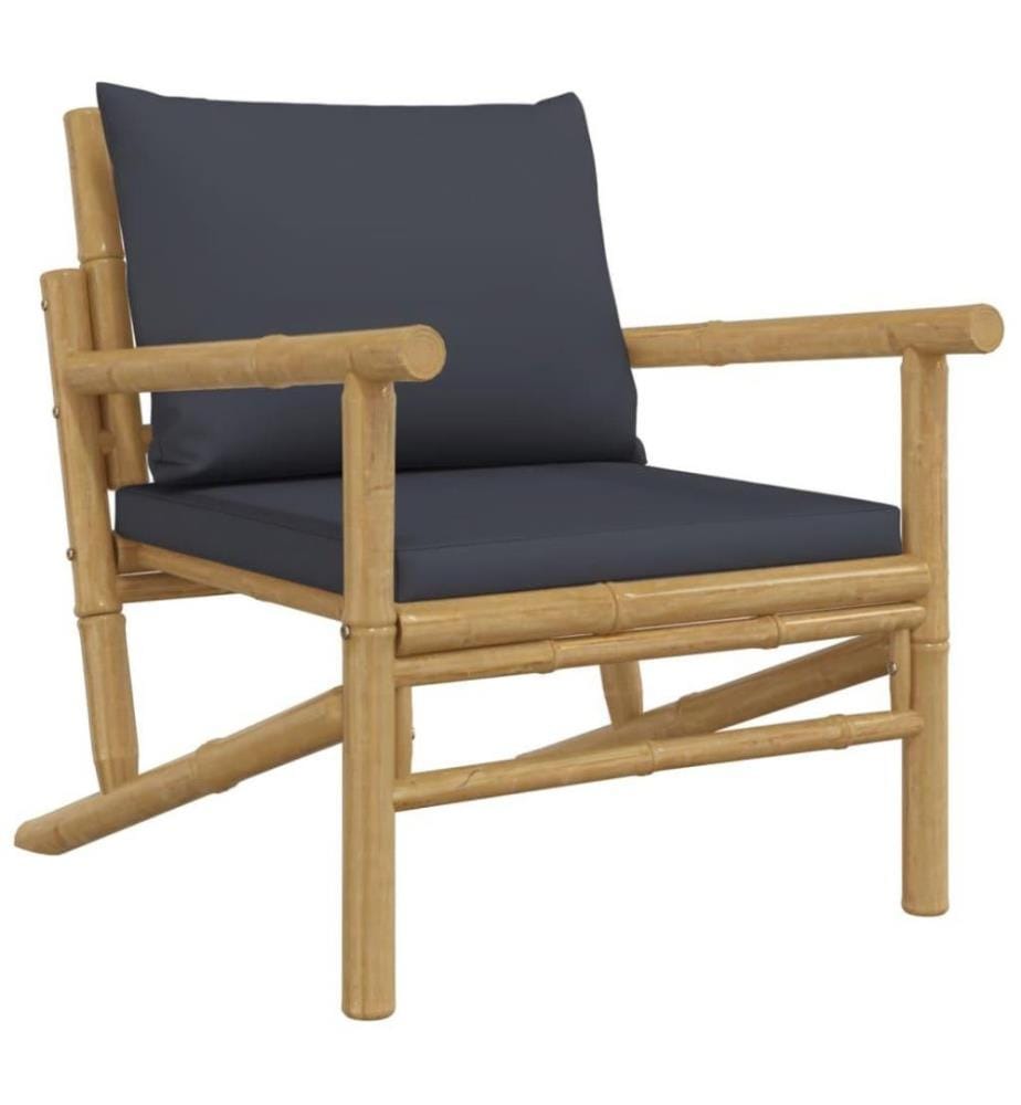 5-tlg. Garten-Lounge-Set mit Dunkelgrauen Kissen Bambus