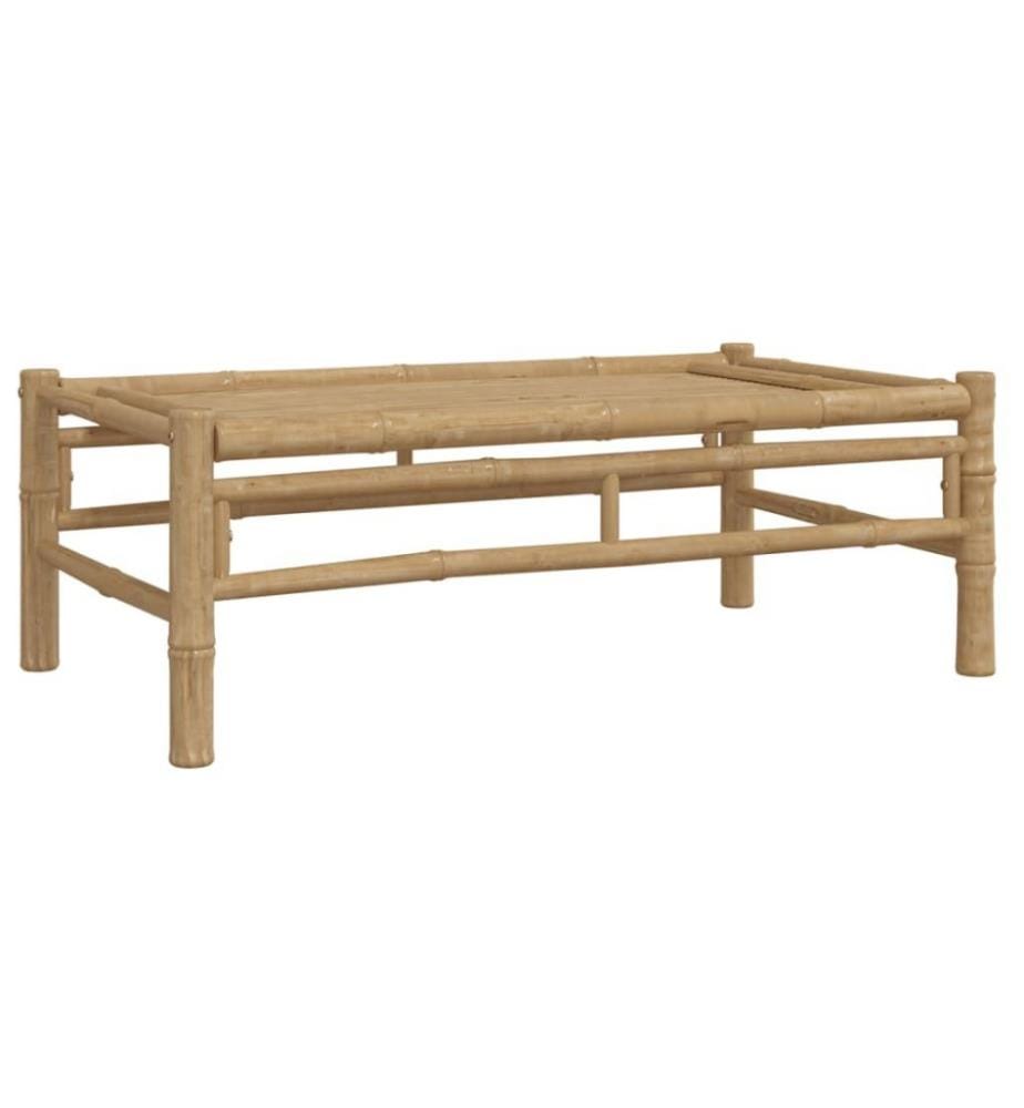 Salon de jardin 5 pcs avec coussins blanc crème bambou