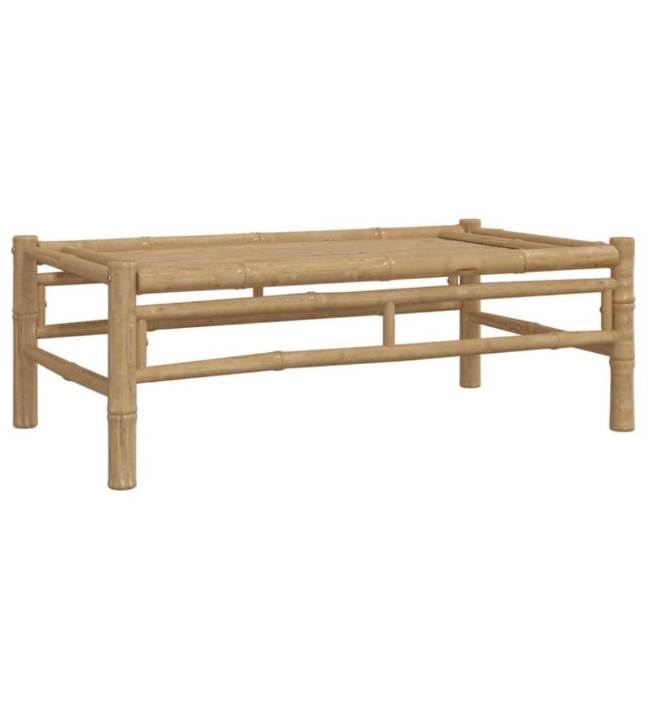 Salon de jardin 3 pcs avec coussins blanc crème bambou