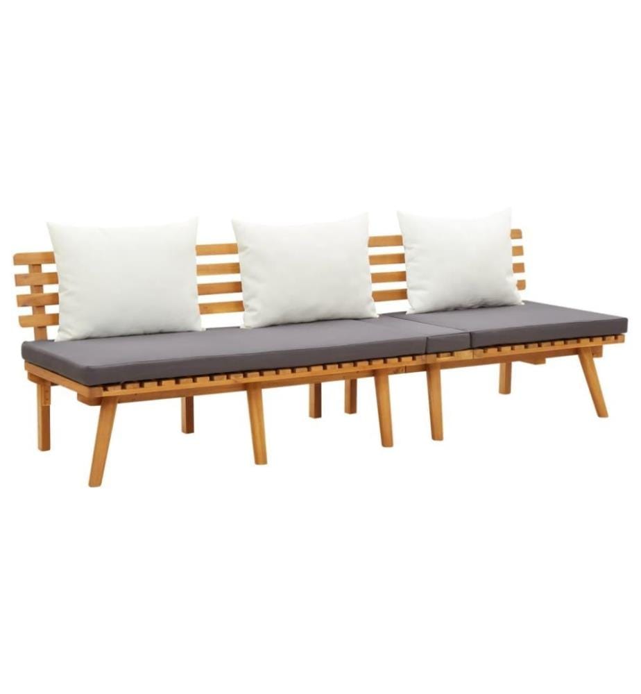 Salon de jardin 3 pcs avec coussins Bois d'acacia solide