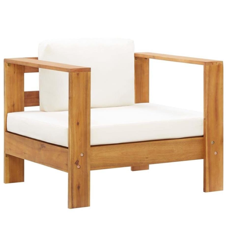 4-tlg. Garten-Lounge-Set mit Kissen Creme Massivholz Akazie