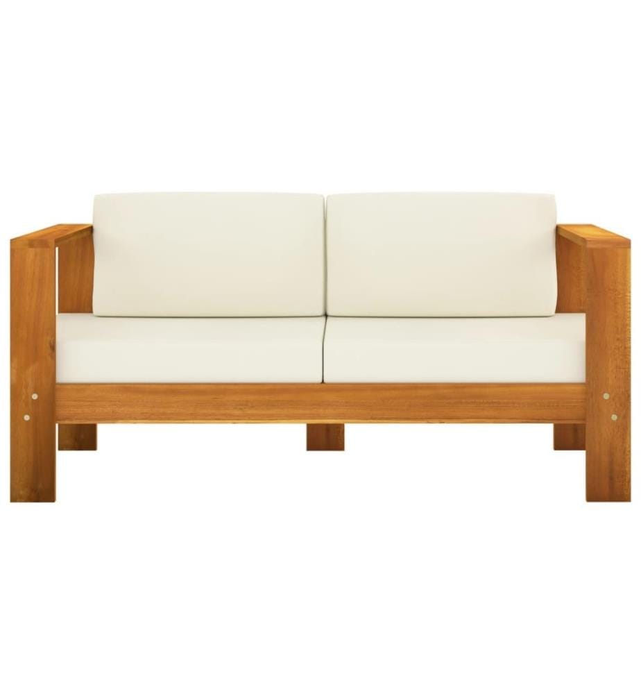 Salon de jardin 4 pcs avec coussins blanc crème Bois d'acacia