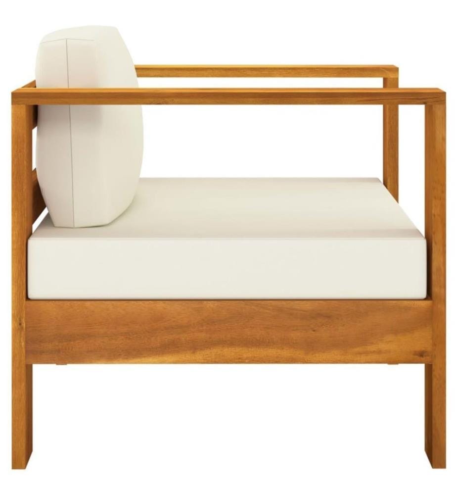 Salon de jardin 4 pcs avec coussins blanc crème Bois d'acacia