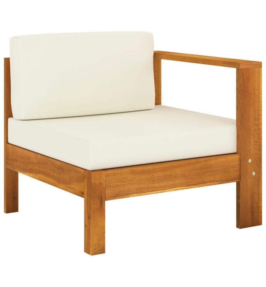 Salon de jardin 8 pcs avec coussins blanc crème Bois d'acacia