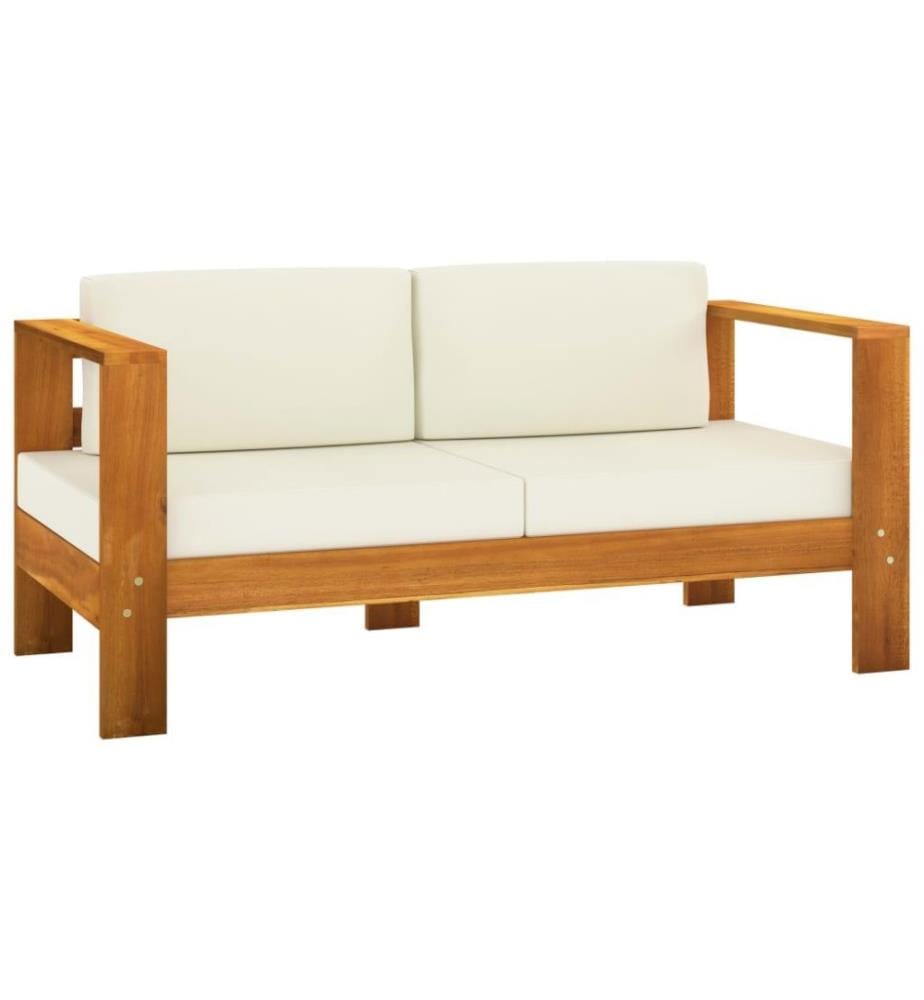 Salon de jardin 8 pcs avec coussins blanc crème Bois d'acacia