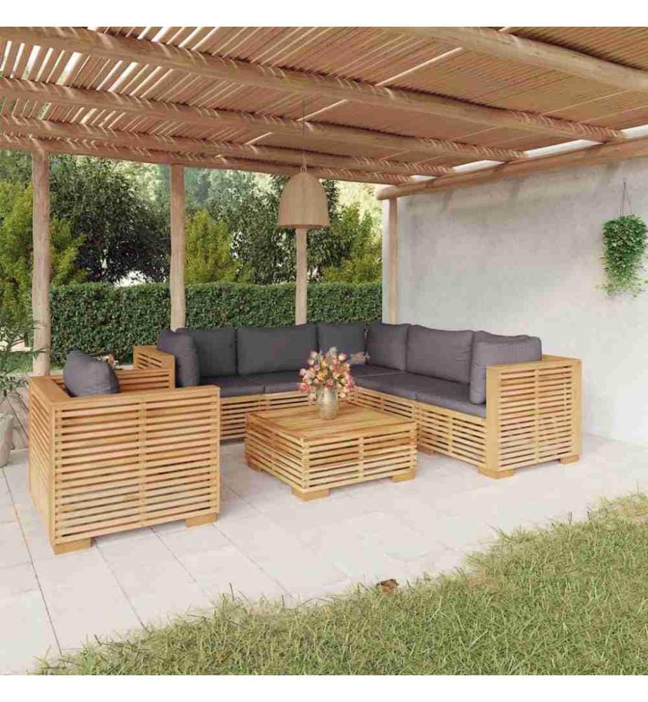 7-tlg. Garten-Lounge-Set mit Kissen Massivholz Teak