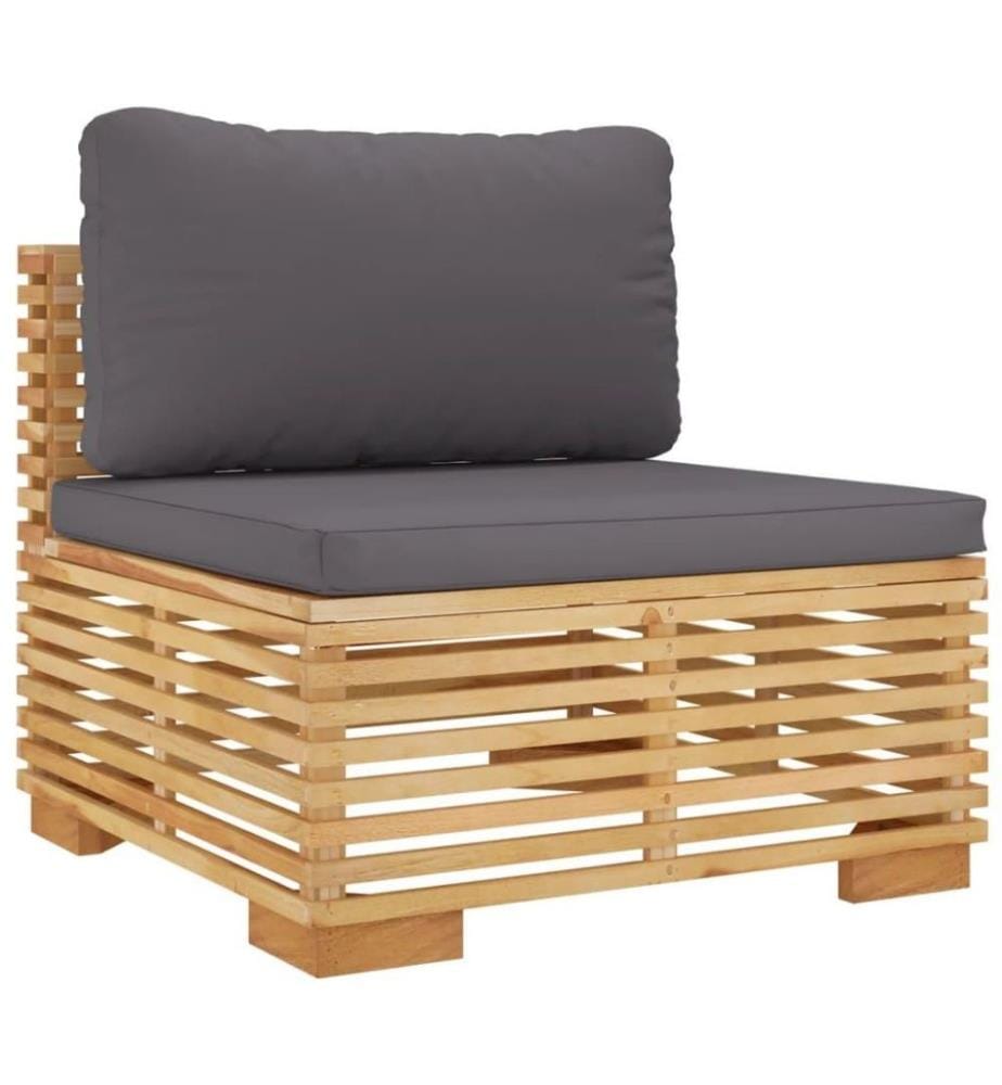 Salon de jardin 7 pcs avec coussins Bois de teck solide