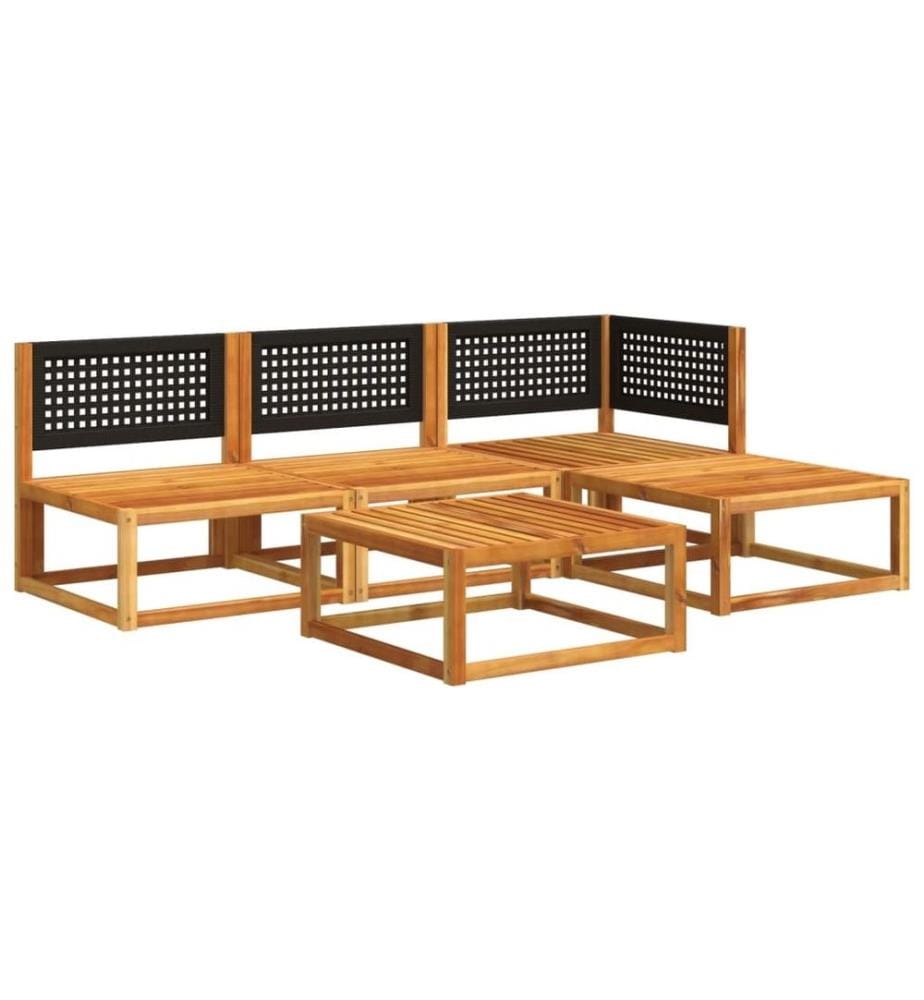 Salon de jardin avec coussins 5 pcs Bois d'acacia solide