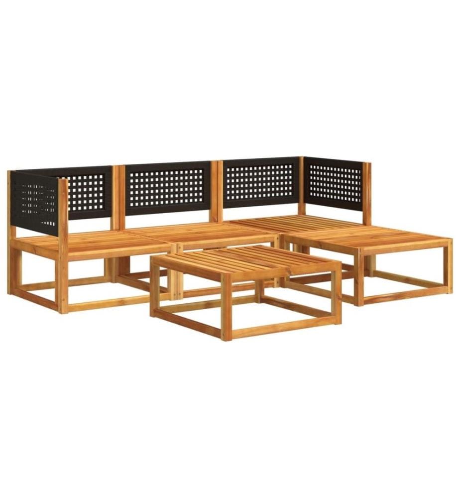 Salon de jardin avec coussins 5 pcs Bois d'acacia solide