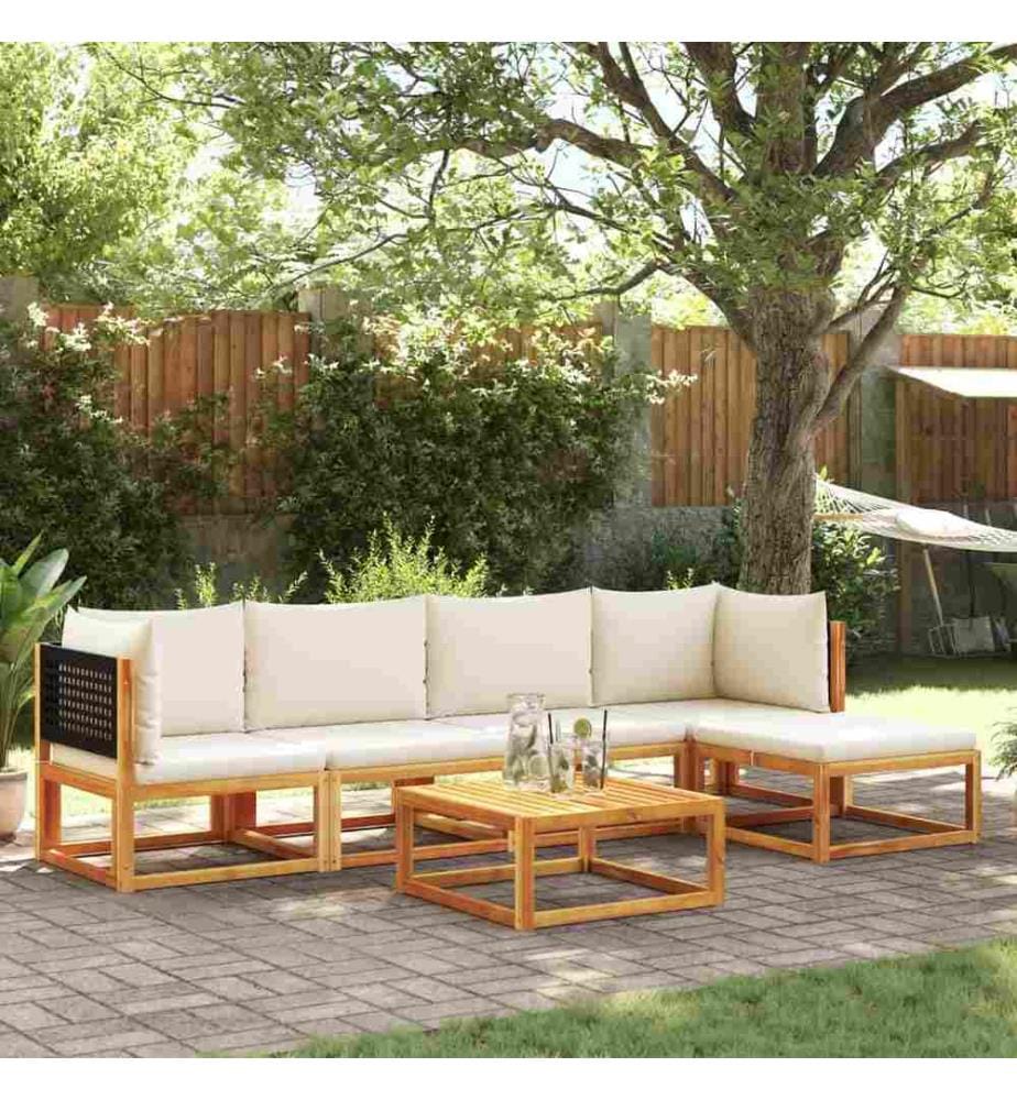 Salon de jardin avec coussins 6 pcs bois d'acacia solide