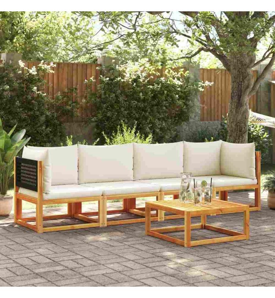 Salon de jardin avec coussins 4 pcs bois d'acacia massif