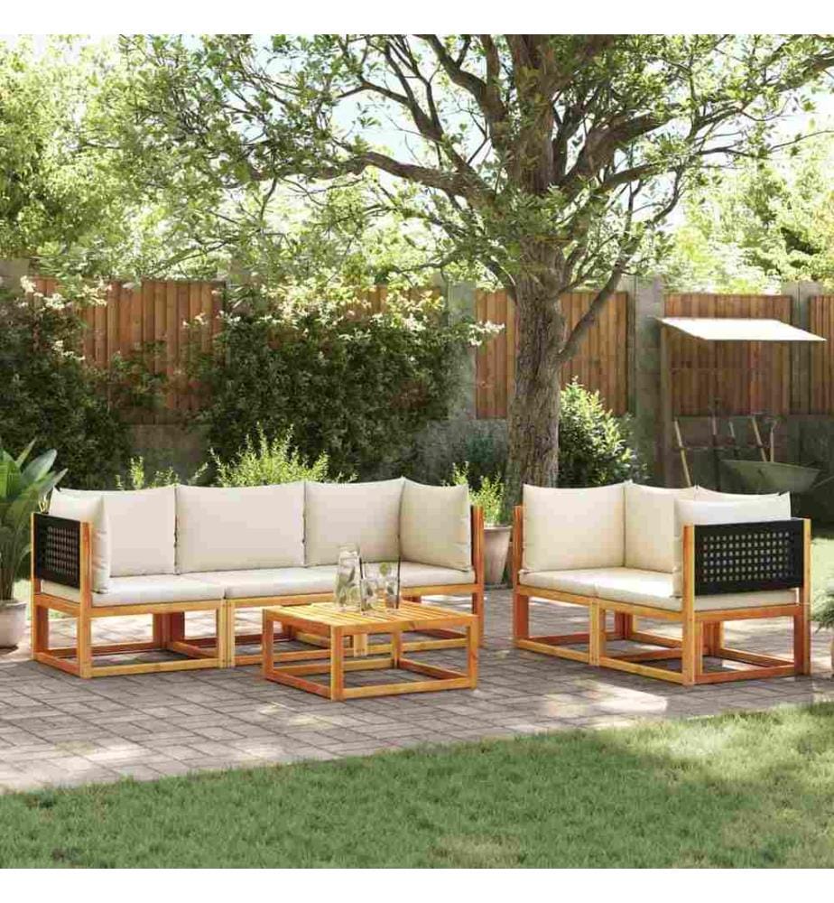 Salon de jardin avec coussins 6 pcs bois d'acacia solide