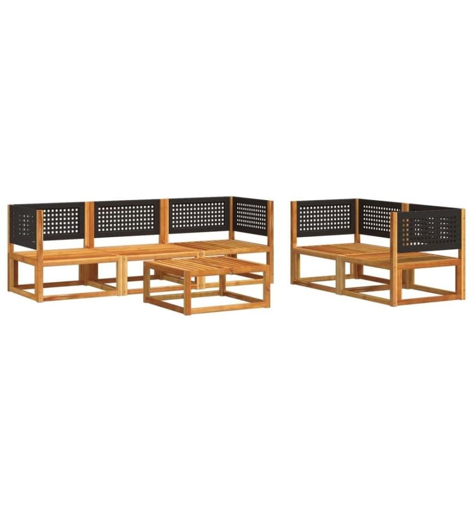 Salon de jardin avec coussins 6 pcs bois d'acacia solide