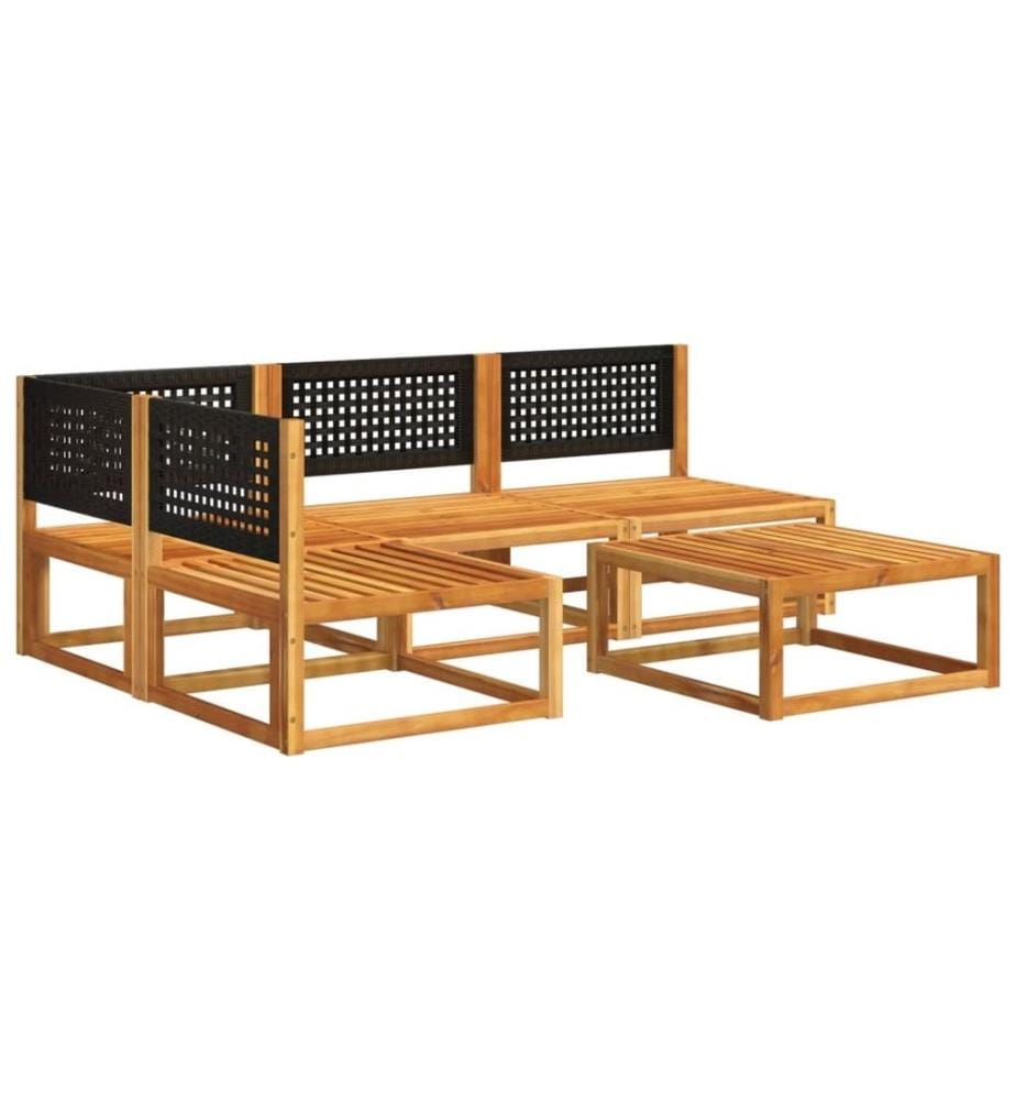 Salon de jardin avec coussins 5 pcs Bois d'acacia solide
