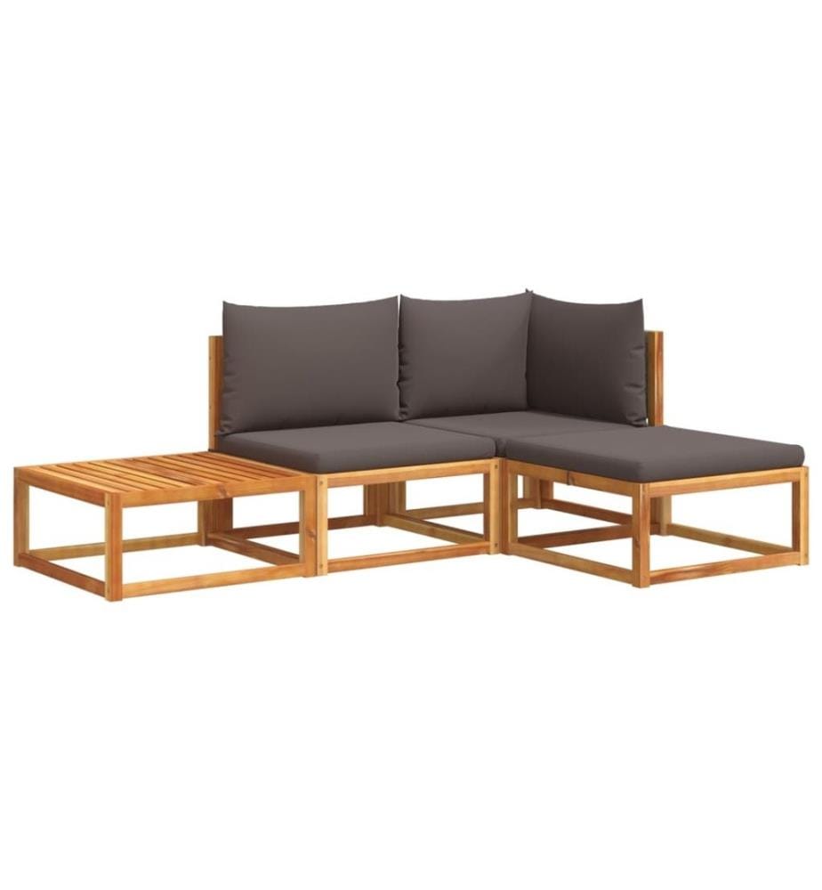Salon de jardin avec coussins 4 pcs bois d'acacia massif