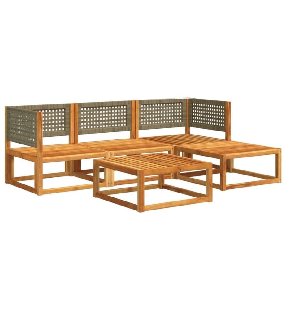 Salon de jardin avec coussins 5 pcs Bois d'acacia solide
