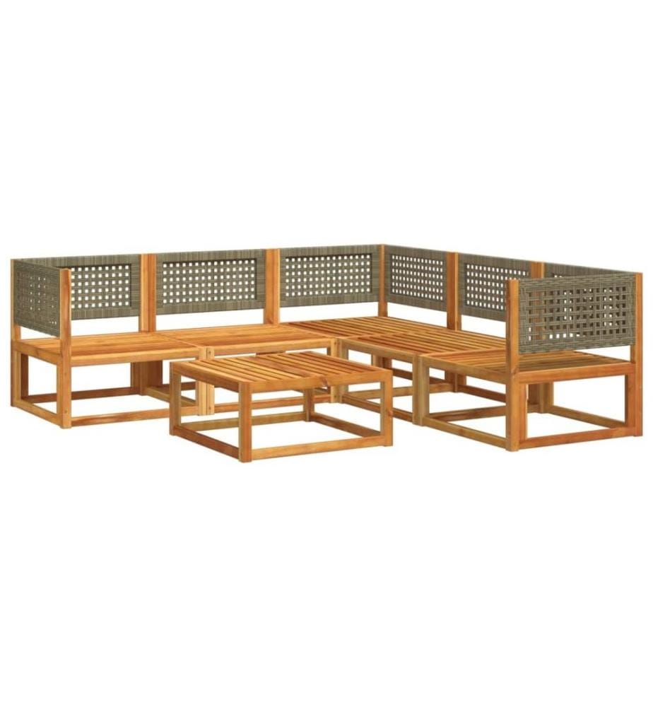 Salon de jardin avec coussins 6 pcs bois d'acacia solide