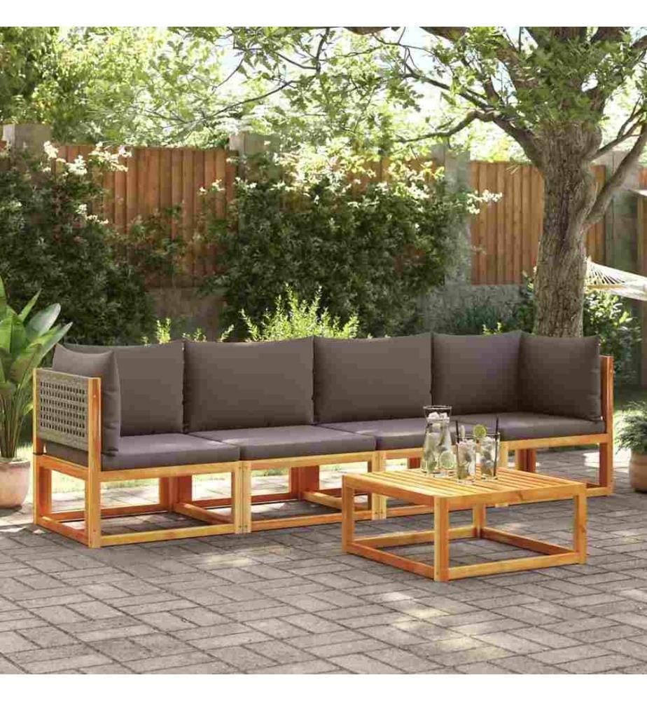 Salon de jardin avec coussins 4 pcs bois d'acacia massif