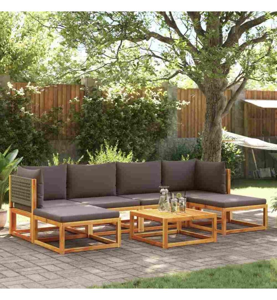 Salon de jardin avec coussins 7 pcs bois massif d'acacia