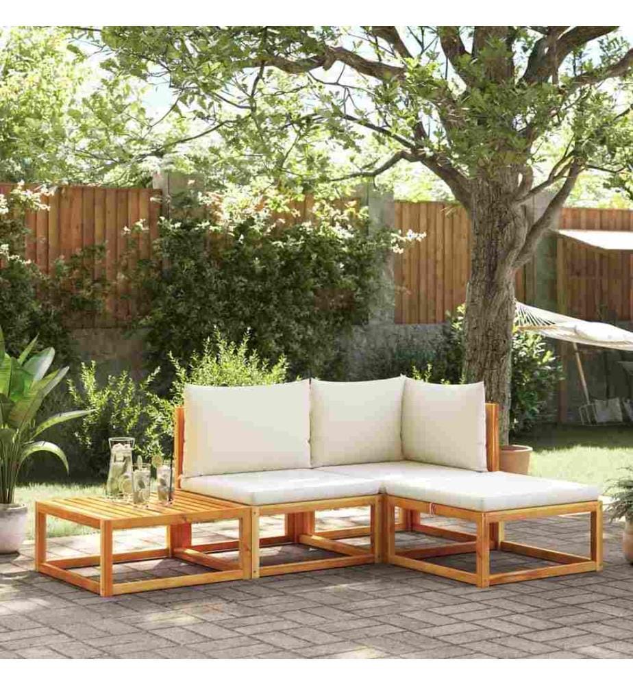 Salon de jardin avec coussins 4 pcs bois d'acacia massif