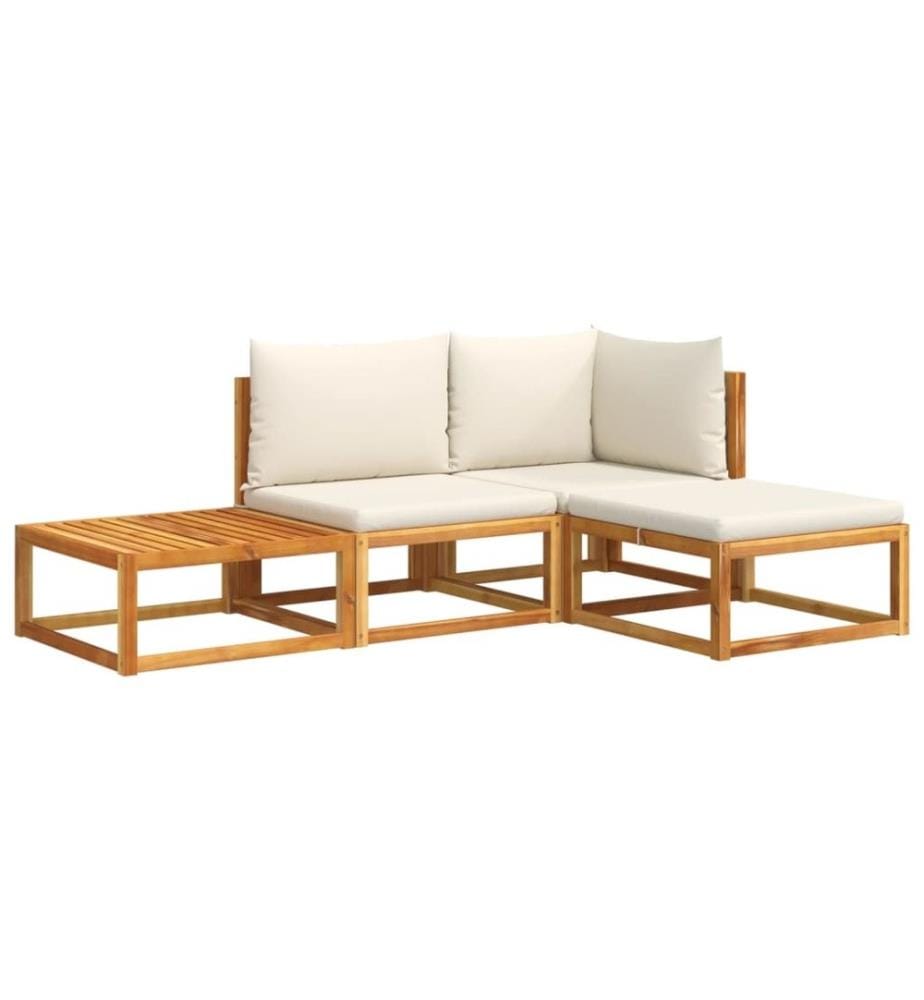 Salon de jardin avec coussins 4 pcs bois d'acacia massif