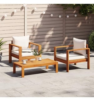 3-tlg. Garten-Sofagarnitur mit Kissen Massivholz Akazie