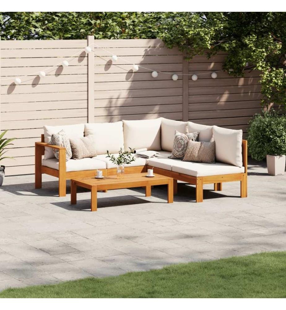 4-tlg. Garten-Sofagarnitur mit Kissen Massivholz Akazie