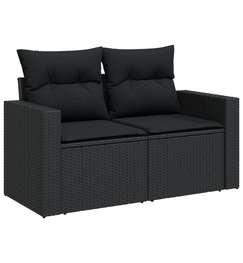 12-tlg. Garten-Sofagarnitur mit Kissen Schwarz Poly Rattan