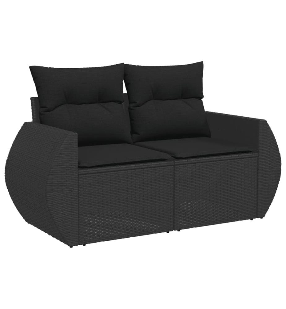 5-tlg. Garten-Sofagarnitur mit Kissen Schwarz Poly Rattan