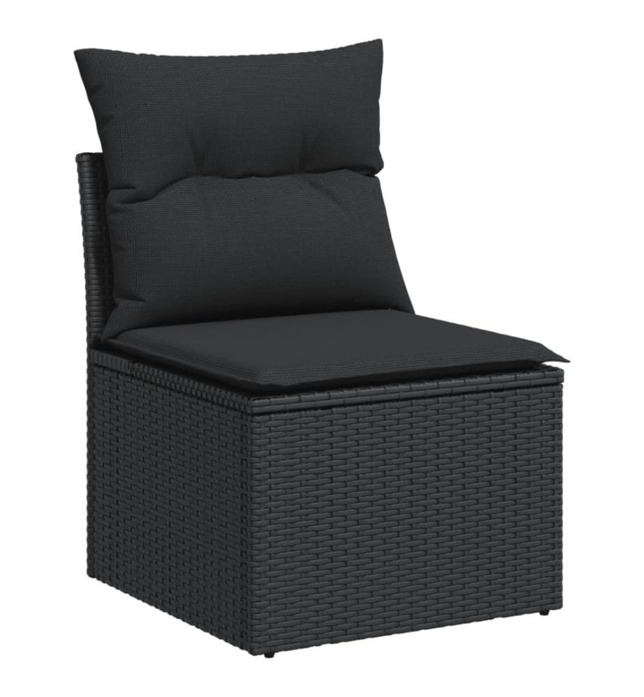 6-tlg. Garten-Sofagarnitur mit Kissen Schwarz Poly Rattan