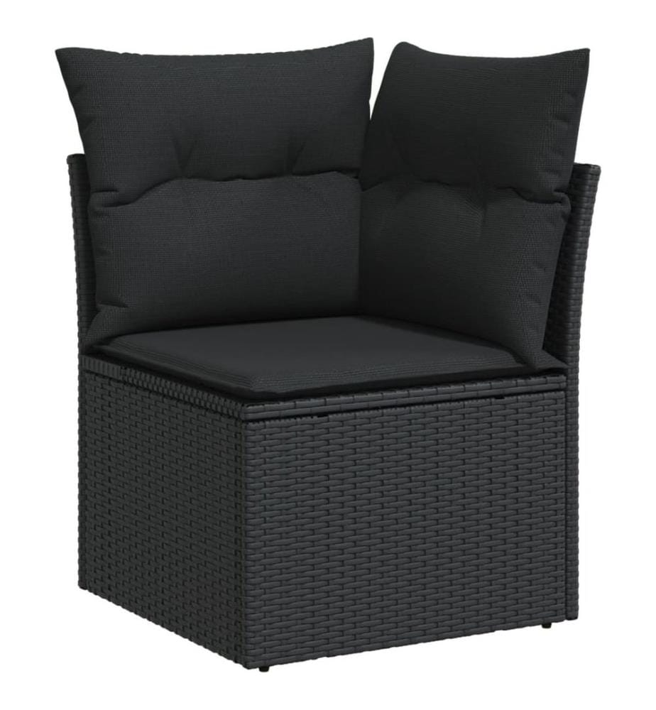 6-tlg. Garten-Sofagarnitur mit Kissen Schwarz Poly Rattan
