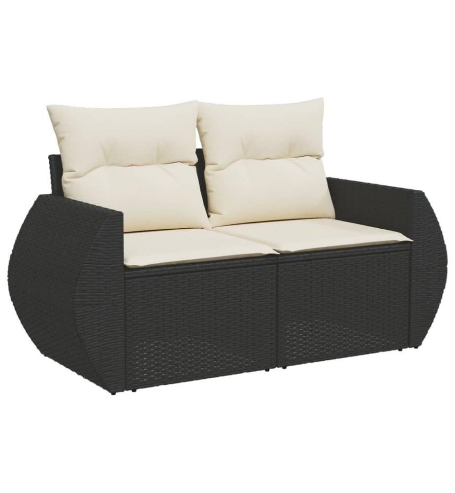 6-tlg. Garten-Sofagarnitur mit Kissen Schwarz Poly Rattan