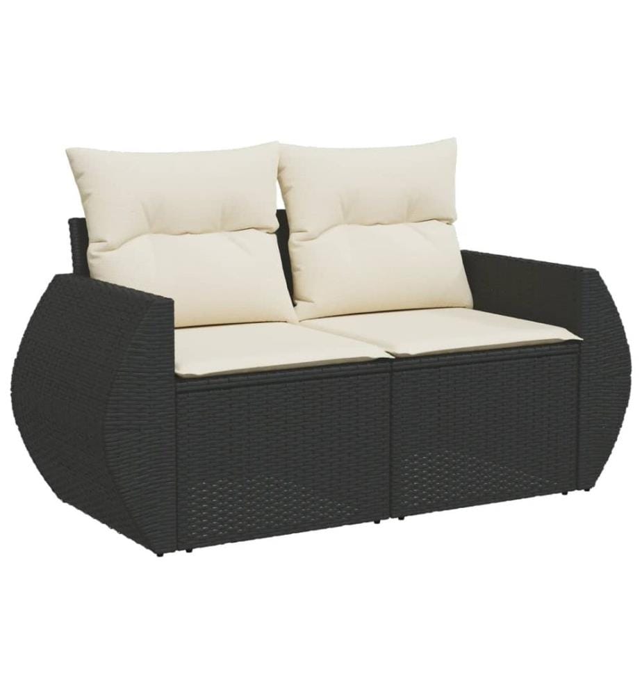 6-tlg. Garten-Sofagarnitur mit Kissen Schwarz Poly Rattan