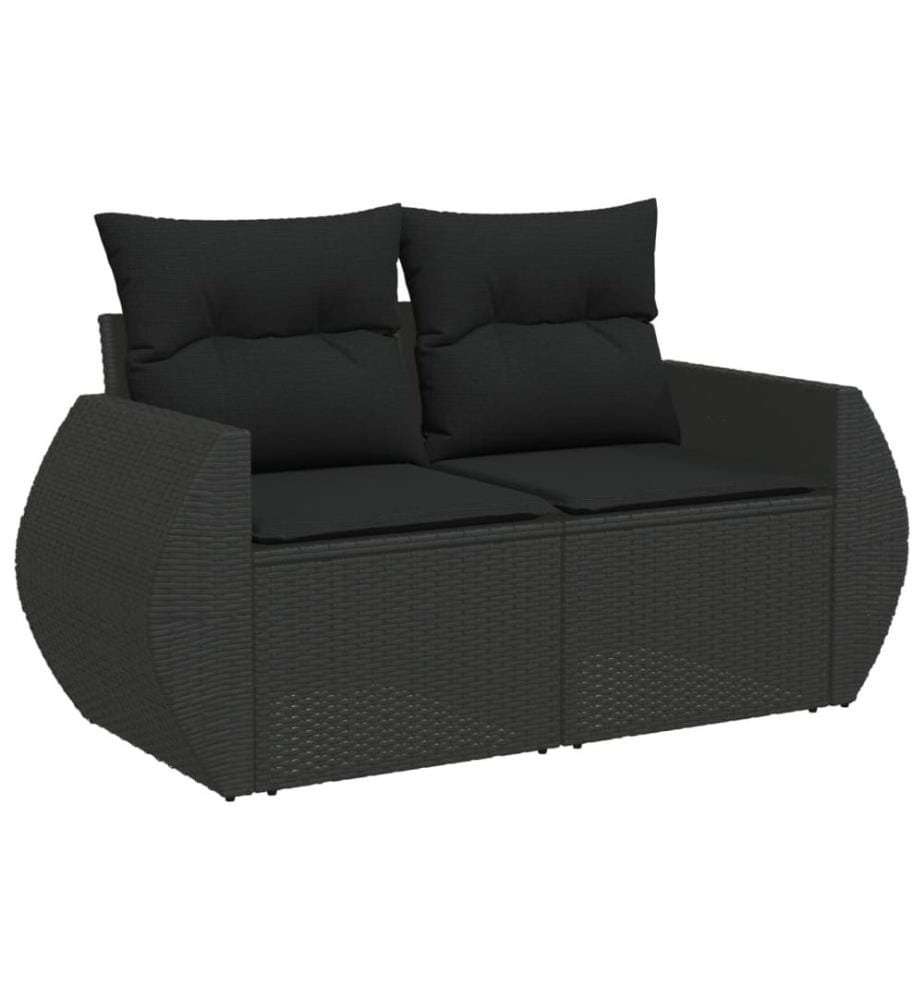 8-tlg. Garten-Sofagarnitur mit Kissen Schwarz Poly Rattan