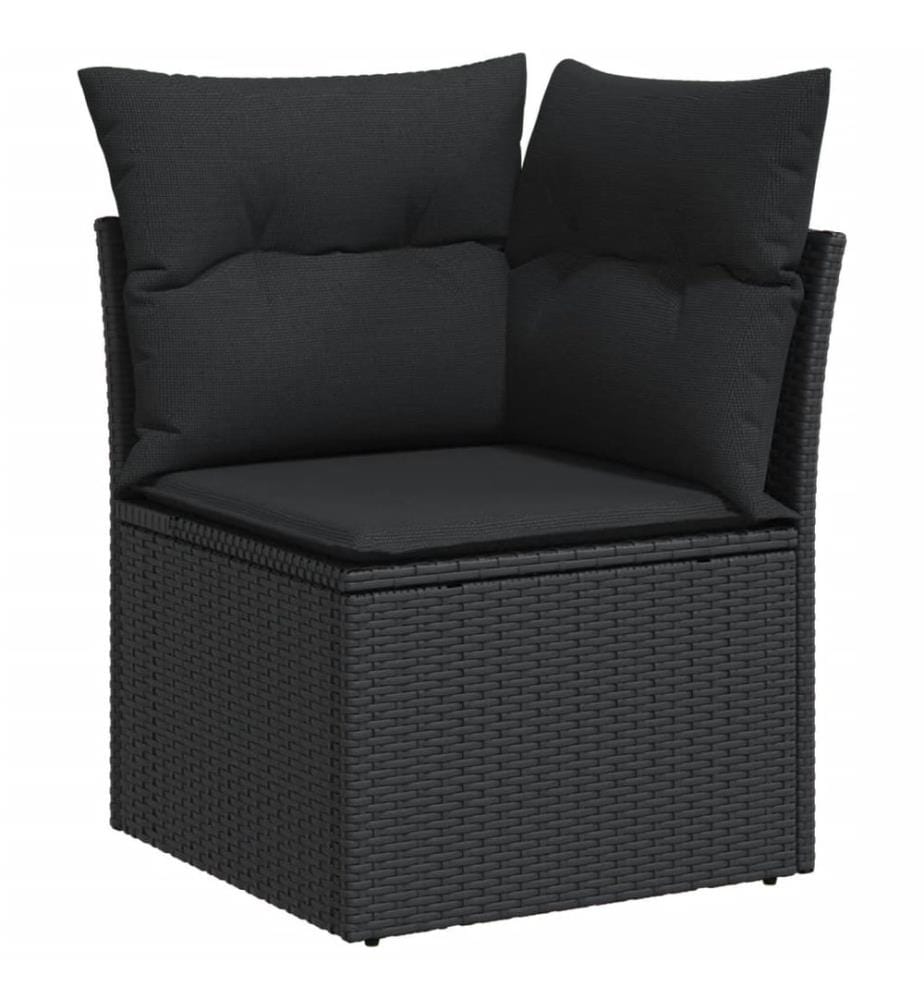 9-tlg. Garten-Sofagarnitur mit Kissen Schwarz Poly Rattan