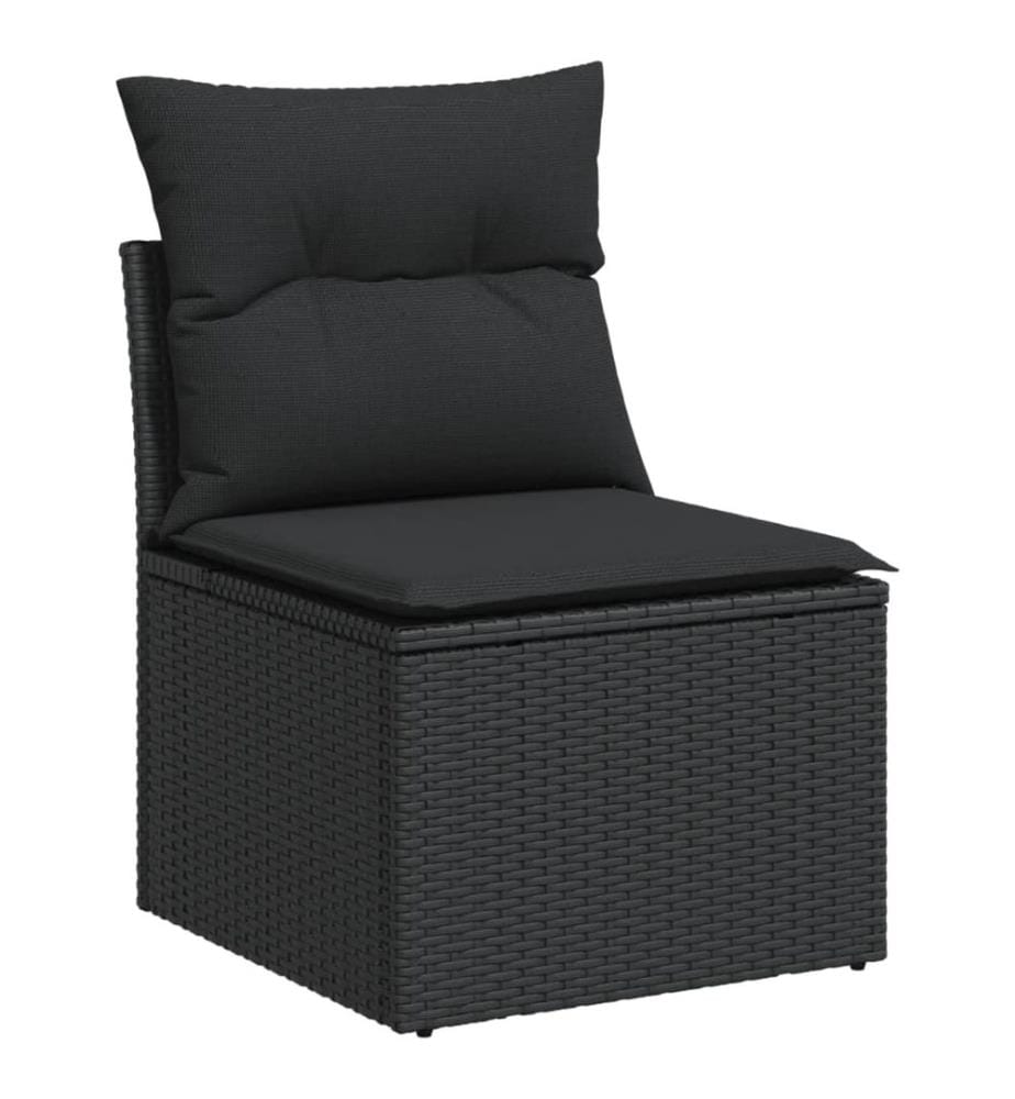 9-tlg. Garten-Sofagarnitur mit Kissen Schwarz Poly Rattan