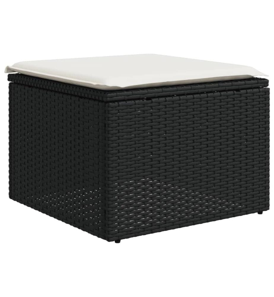 9-tlg. Garten-Sofagarnitur mit Kissen Schwarz Poly Rattan