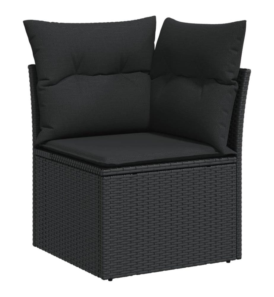 11-tlg. Garten-Sofagarnitur mit Kissen Schwarz Poly Rattan