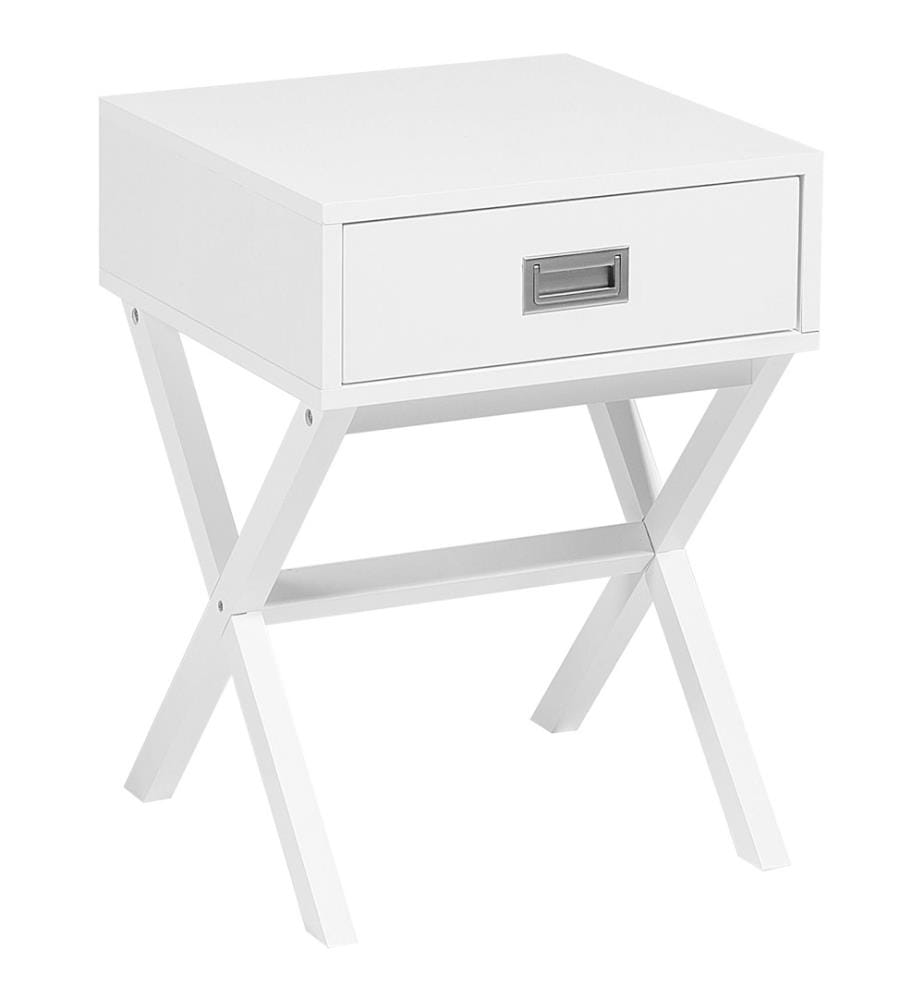 Table d'Appoint Moderne avec Tiroir fabriqué en Panneau à Particule et en Bois de Pin Blanc 55 cm de Hauteur