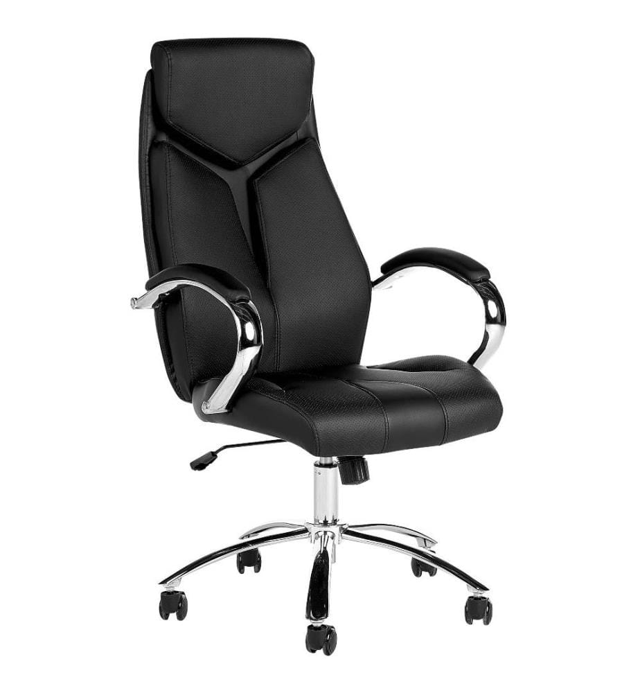 Bürostuhl Schwarz Kunstleder Höhenverstellbar Drehbar auf Rollen Bequemer Drehstuhl Modernes Design für Büro Home Office