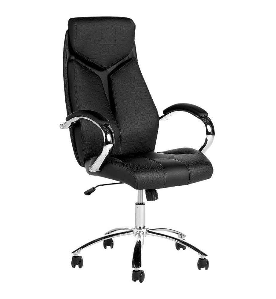 Bürostuhl Schwarz Kunstleder Höhenverstellbar Drehbar auf Rollen Bequemer Drehstuhl Modernes Design für Büro Home Office