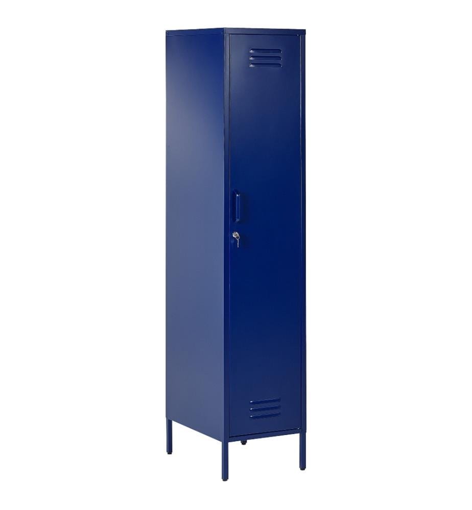 Vestiaire Bleu Marine en Acier 185 cm à 1 Porte Moderne Industriel pour Bureau Finition Mate Crochets Pratiques sur la Porte