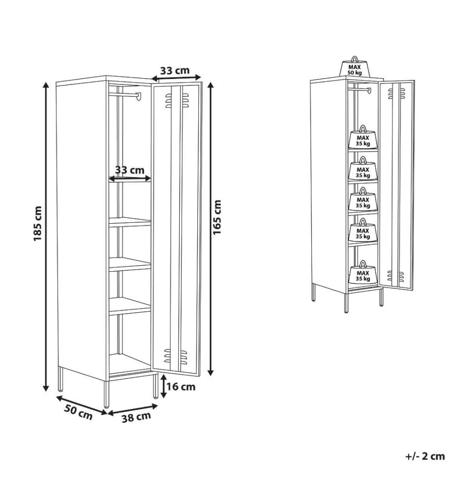Vestiaire Bleu Marine en Acier 185 cm à 1 Porte Moderne Industriel pour Bureau Finition Mate Crochets Pratiques sur la Porte