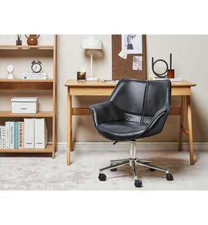Eleganter Bürodrehstuhl Schwarz Kunstleder Höheerstellbar
