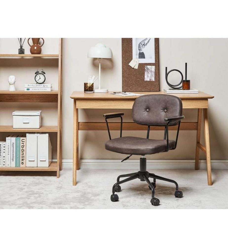 Chaise de bureau Velours Métal Rose Noir Réglable Pivot Home